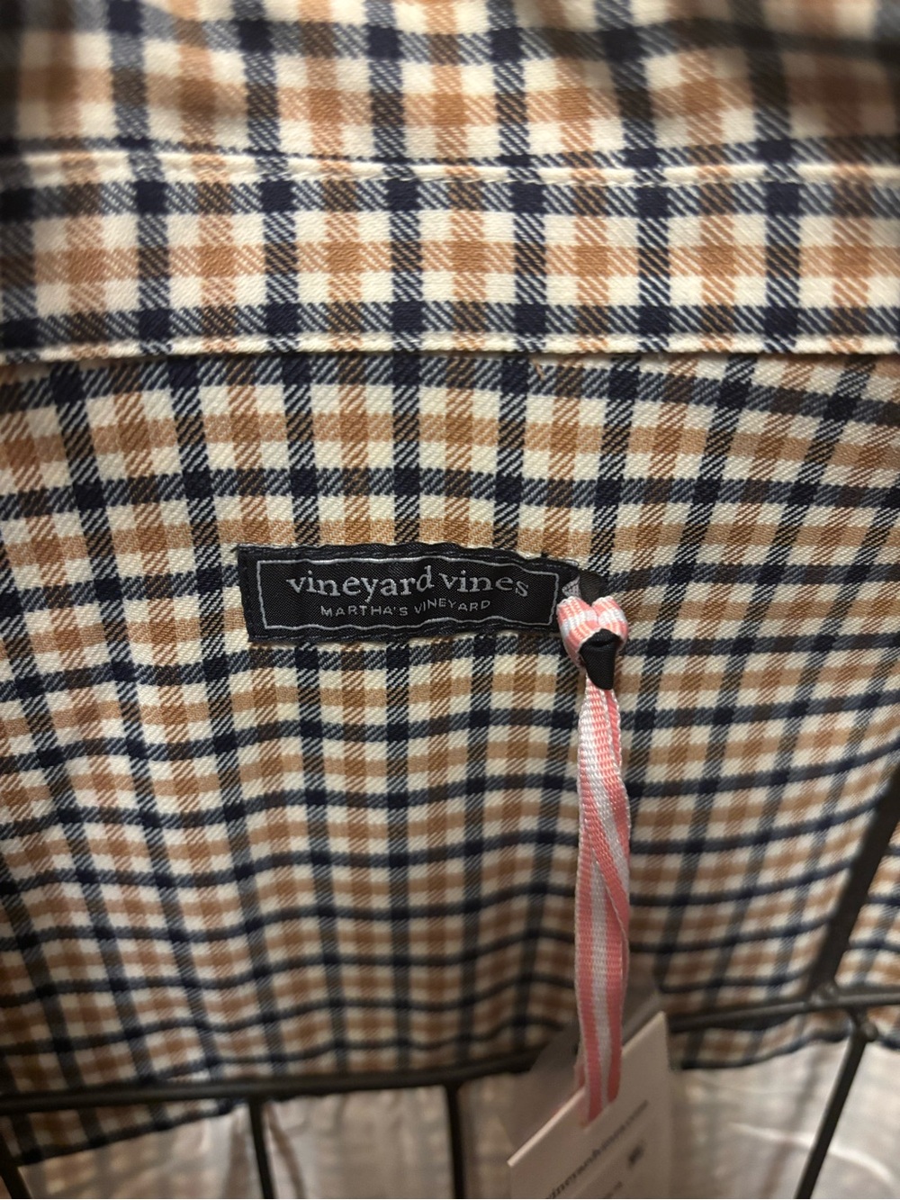 Vineyard Vines Popover Dress Beige and Navy Checked 3X NWT - Picture 7 of 9
